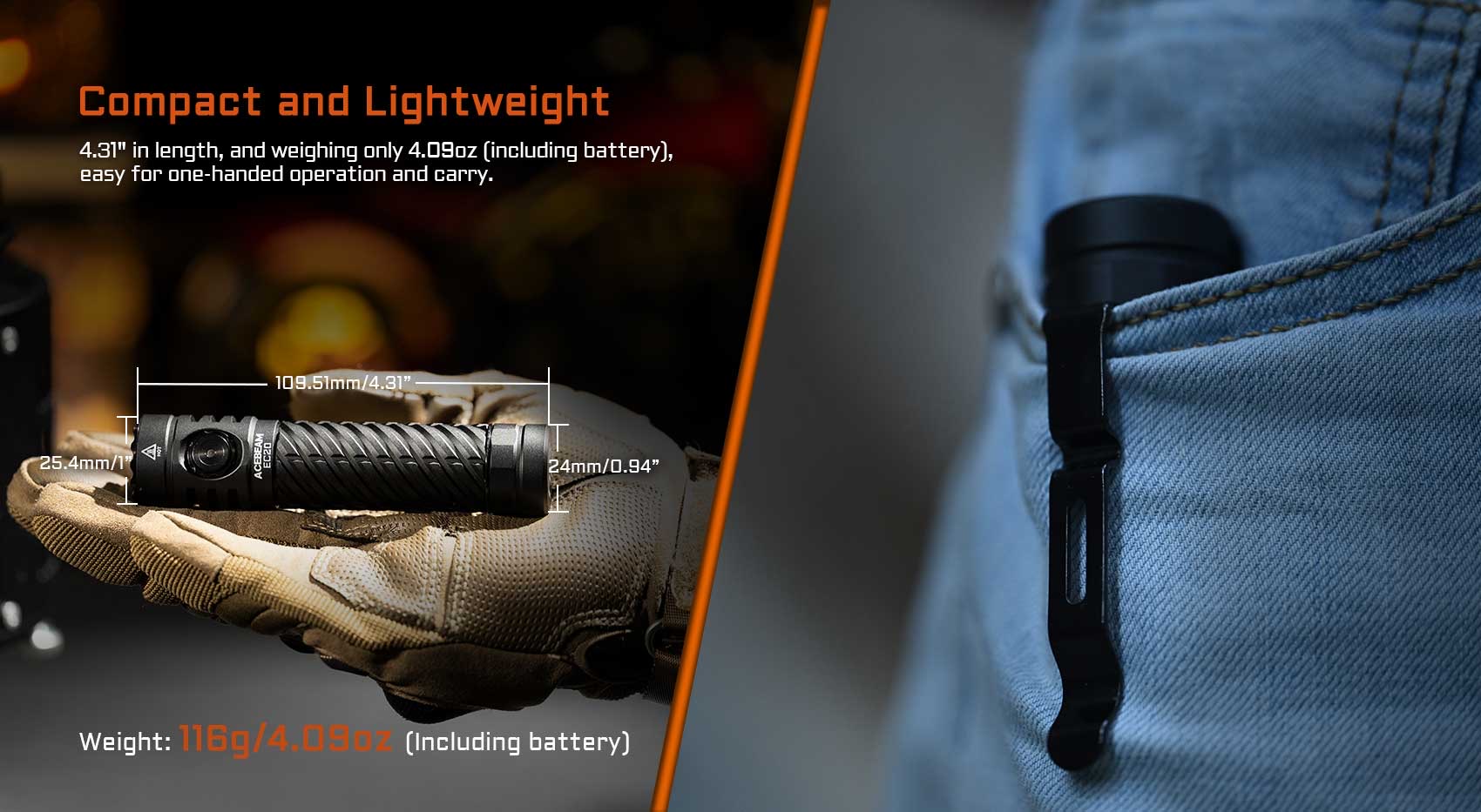 AceBeam EC20 RGBW 2900 Lumen Pocket Torch with Magnetic Base – 381 Metres (Desert Nichia)