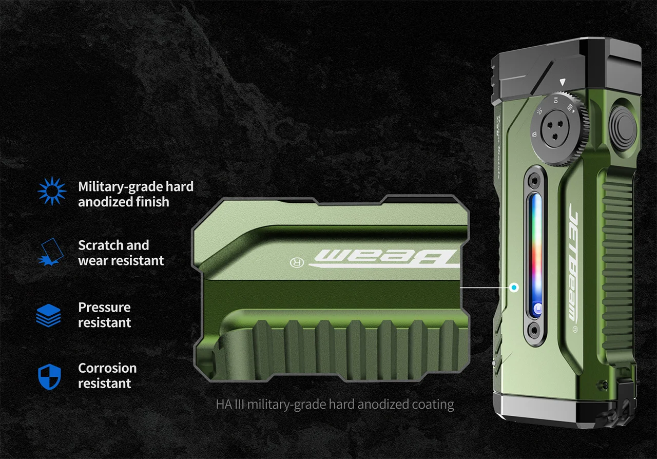 JETBeam E28 EDC Rechargeable Torch – 3300 Lumens, 365 Metres (Green) - Image 4