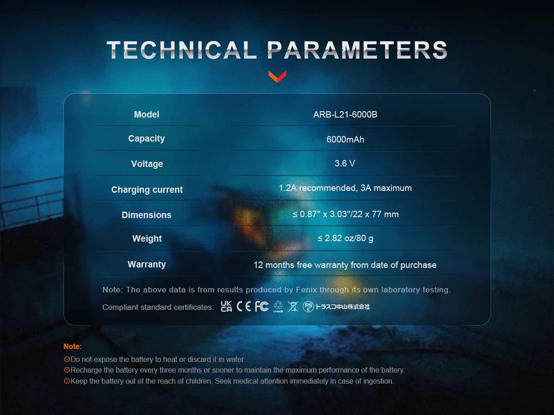 Fenix 21700 6000mAh Rechargeable Li-ion Battery & Power Bank ARB-L21-6000B - Image 6