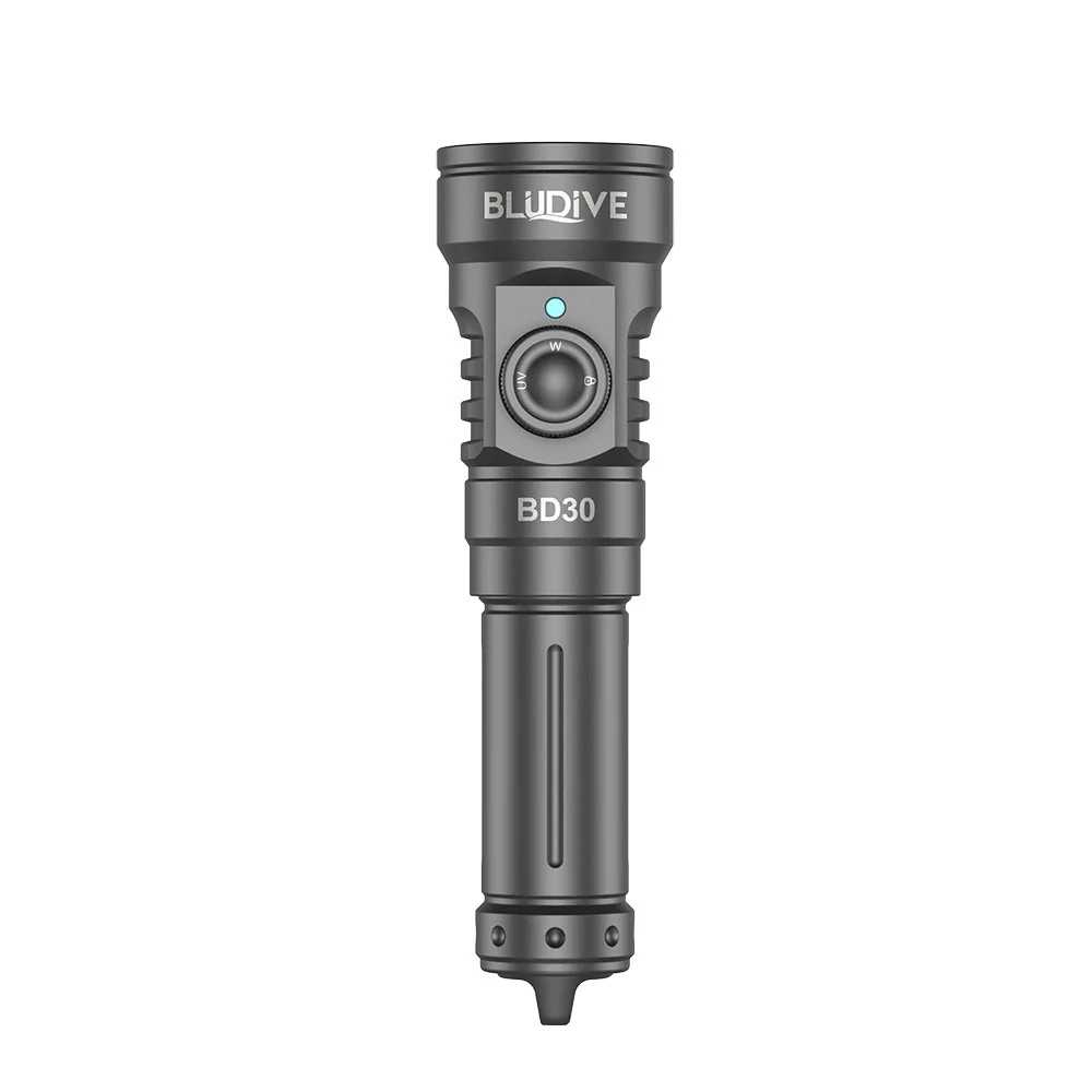 BluDive BD30 3000 Lumen Dive Light – 134° Wide Beam Scuba Video Torch, USB-C 21700 Rechargeable, Dual White & UV, 150m Waterproof
