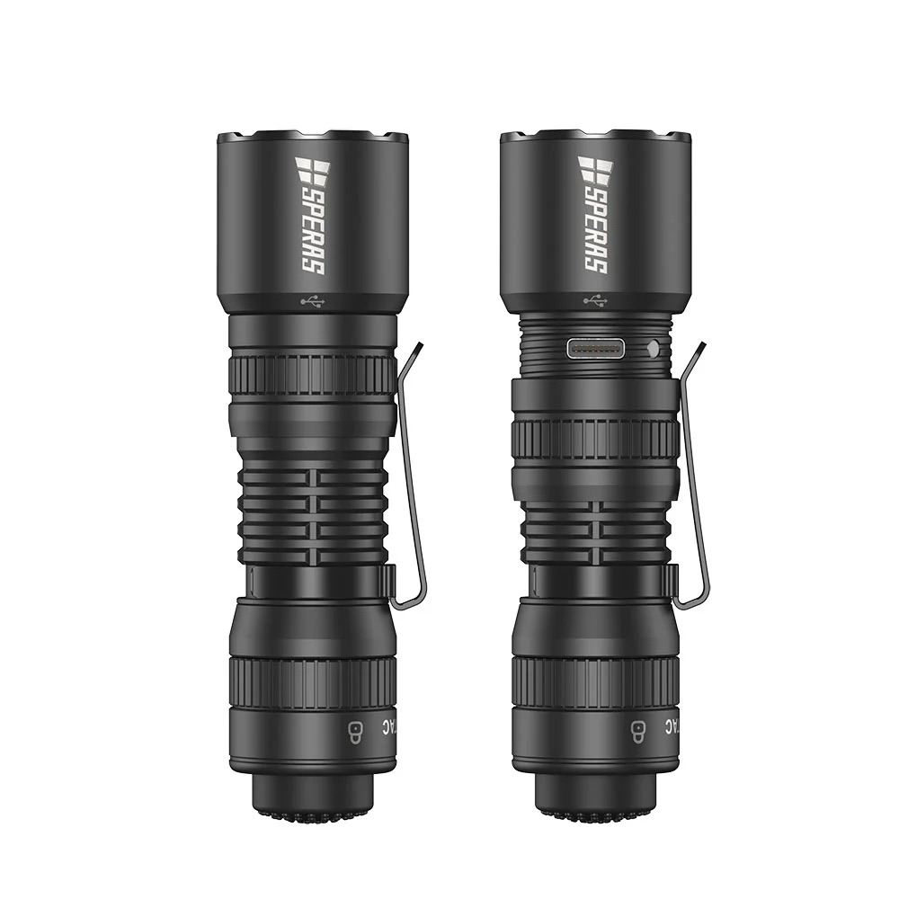 SPERAS EST16 Tactical EDC Flashlight, Instant One-Step Strobe - 1600 Lumens
