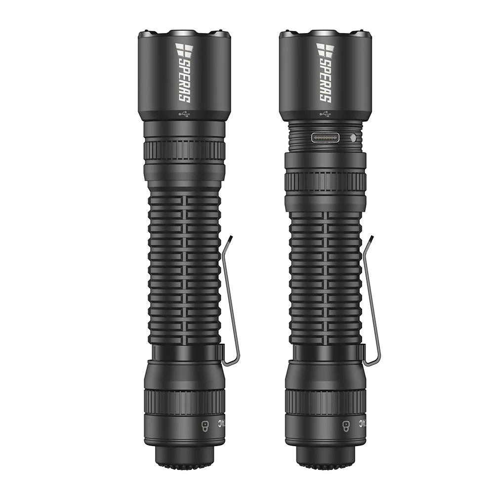 SPERAS EST30 Tactical Flashlight with Instant One-Step Strobe - 2600 Lumens, 518 Metres