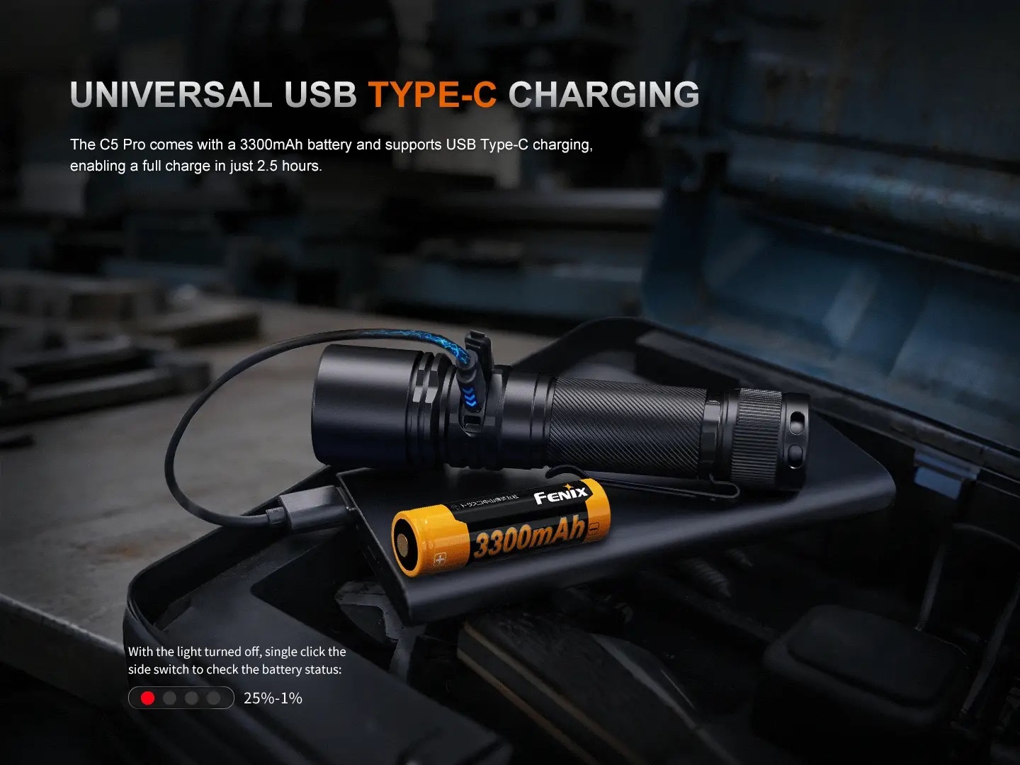 Fenix C5 Pro Heavy Duty Rechargeable Long Throw Compact Flashlight - 2000 Lumens, 480 Metres - Image 11