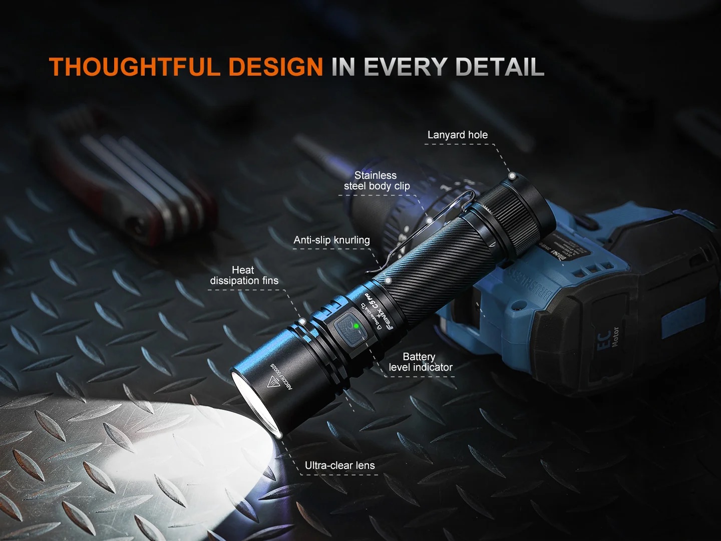 Fenix C5 Pro Heavy Duty Rechargeable Long Throw Compact Flashlight - 2000 Lumens, 480 Metres - Image 15