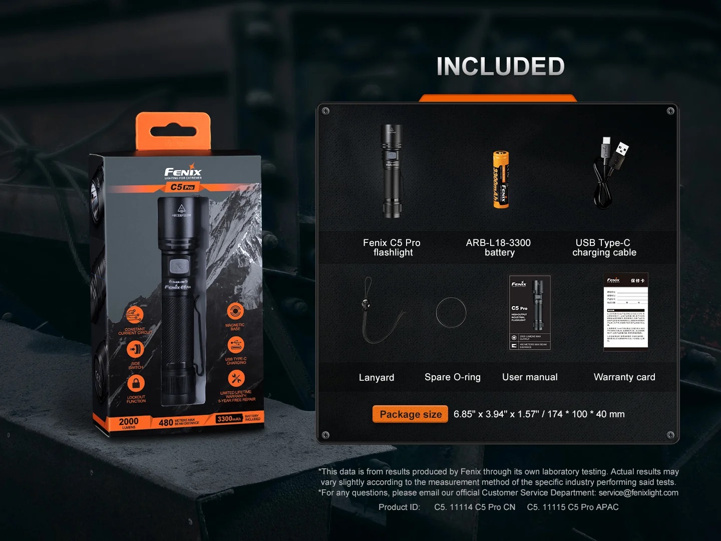 Fenix C5 Pro Heavy Duty Rechargeable Long Throw Compact Flashlight - 2000 Lumens, 480 Metres - Image 19