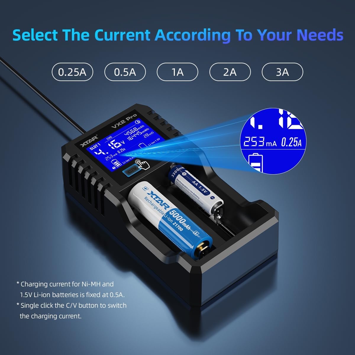 XTAR VX2 Pro 2-Bay Smart Battery Charger & Tester - Image 8
