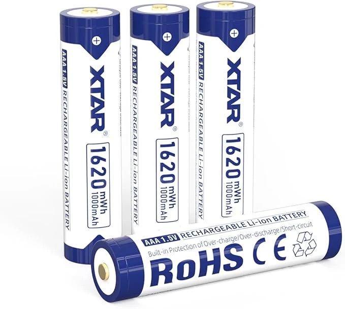 XTAR AAA 1.5V Rechargeable Lithium Batteries 1620mWh - 4 Pack