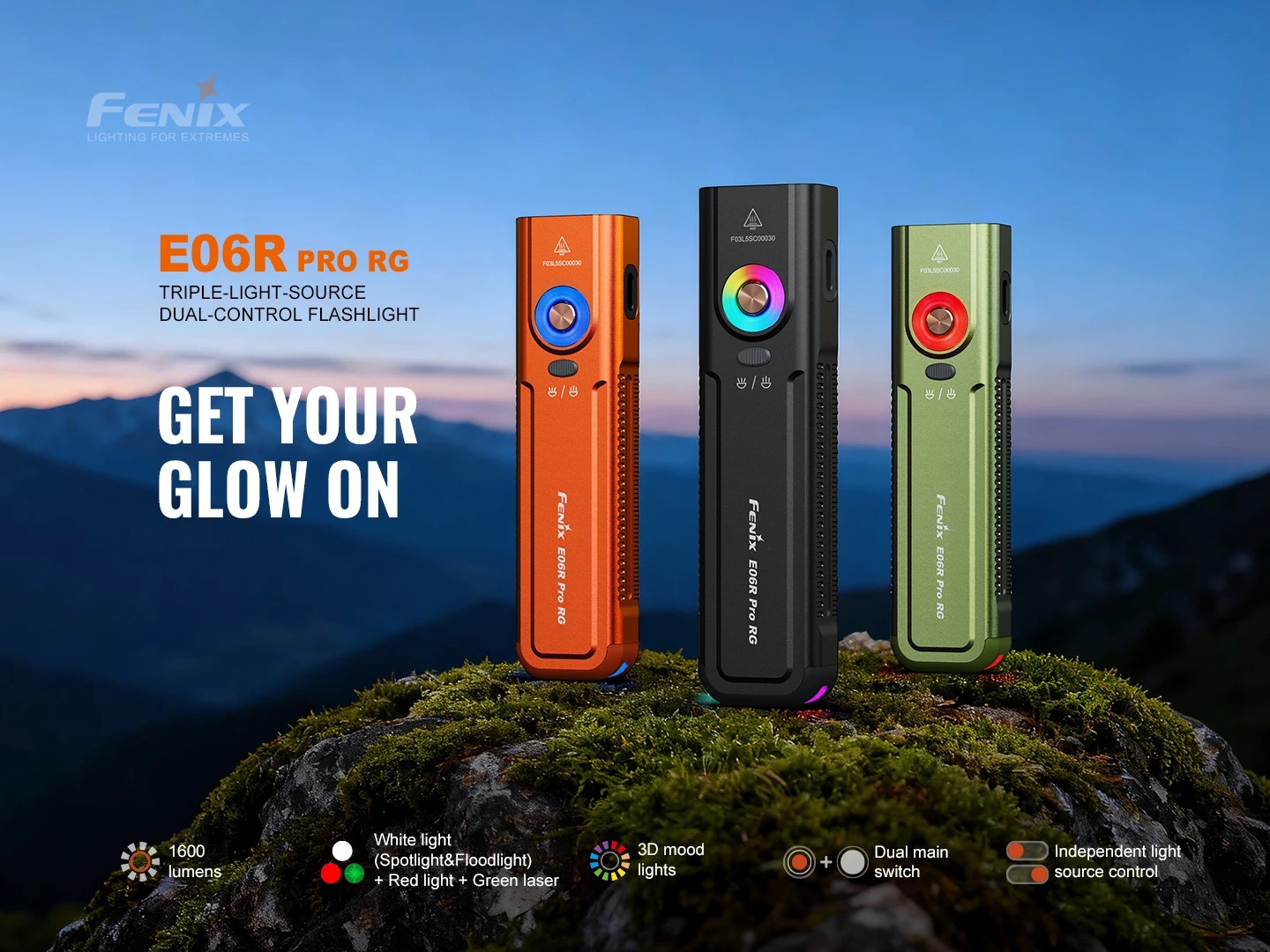 Fenix E06R Pro RG Flat EDC Rechargeable Flashlight with Red Light and Green Laser - 1600 Lumens, 160 Metres (Black) - Image 6