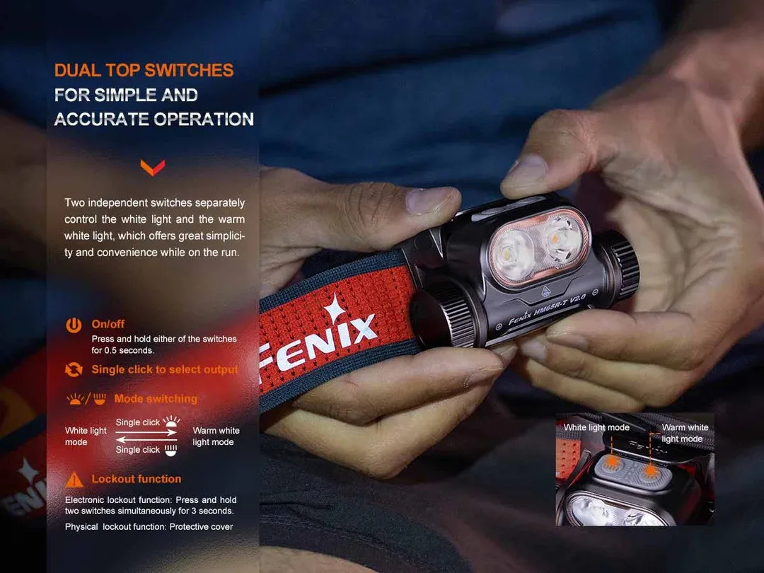 Fenix HM65R-T V2.0 1600 Lumen Headlamp + E04R Clip On EDC Light - Image 10
