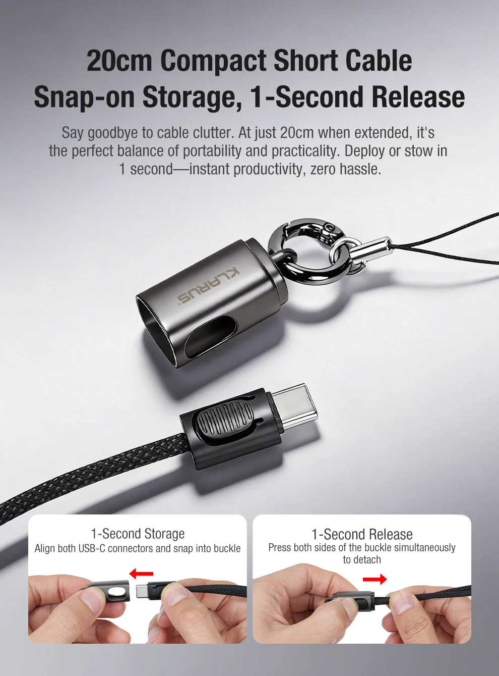 Klarus KC01 Braided USB-C to USB-C Lanyard Cable - 65W Fast Charging & Data - Image 7
