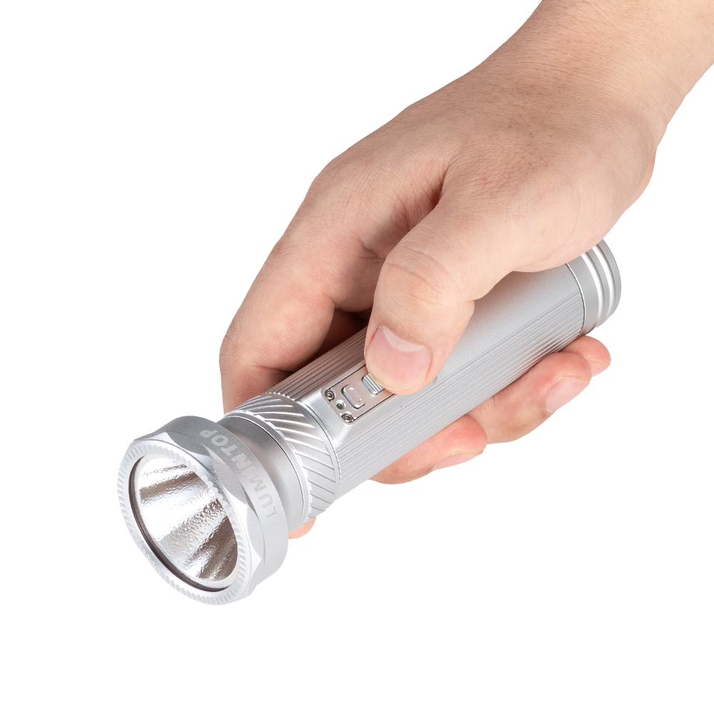 Lumintop Tiger Rechargeable 4000 Lumen Vintage Flashlight - 458 Metres - Silver - Image 6